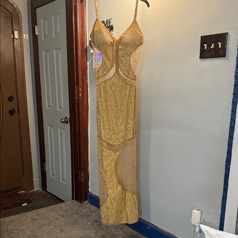 Prom season!!!!!Ladies shearer and, sequins and beaded  fitted dress